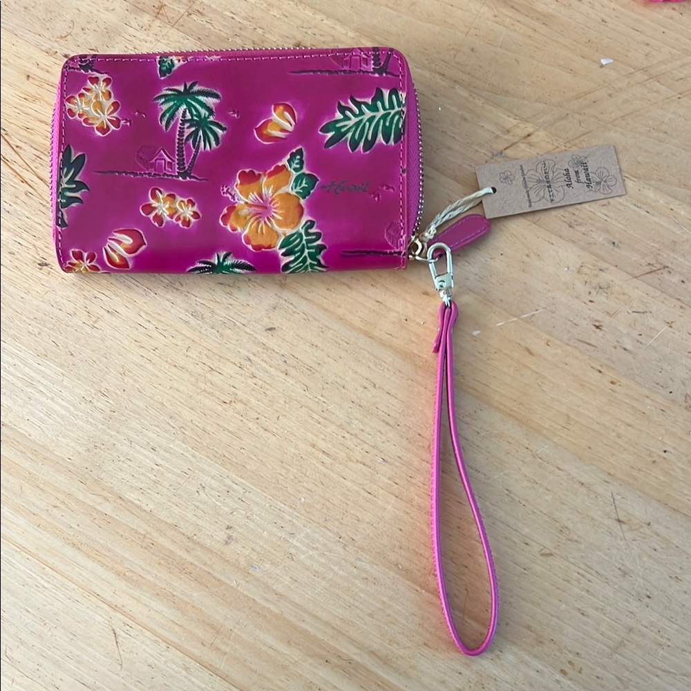 Pink Floral Clutch with Wrist Strap